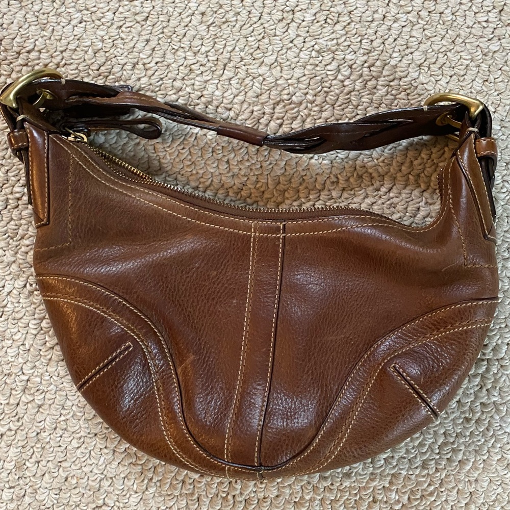 Coach Brown Leather Small Hobo Bag